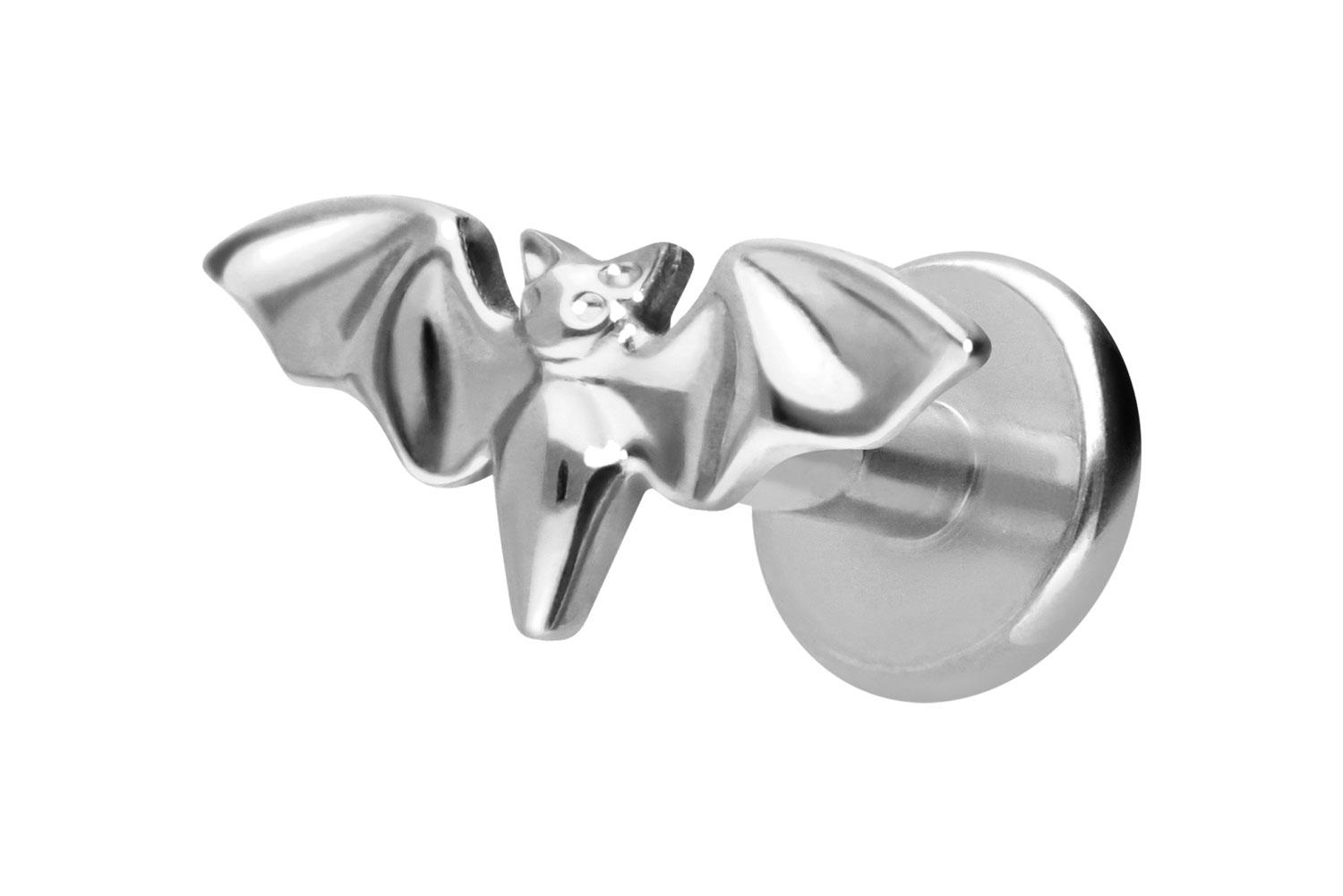 Titan Labret Piercing mit Innengewinde FLEDERMAUS